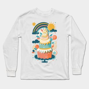 Celestial Confection: A Colourful Delight Cake Long Sleeve T-Shirt